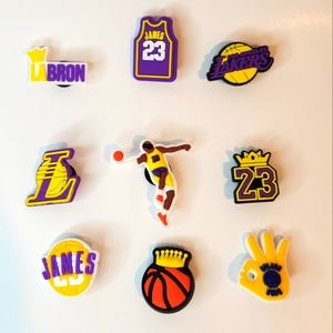 Basketball theme Shoe Charms.  Set of  9 charms.  NEW